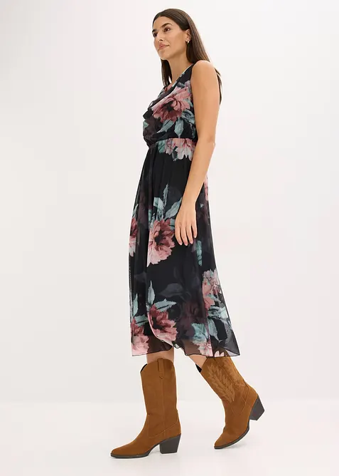 Midiklänning av mjuk mesh, bonprix