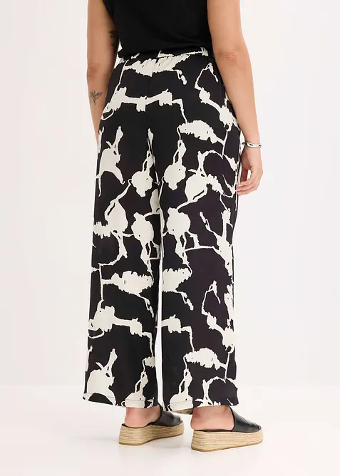 Palazzobyxa av satin med mjukt fall, bonprix