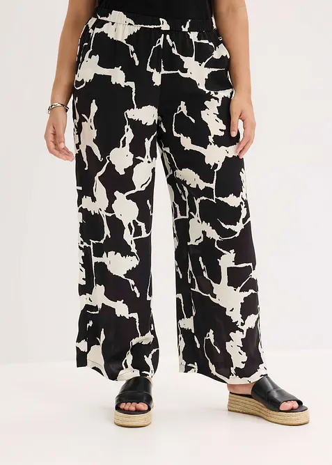 Palazzobyxa av satin med mjukt fall, bonprix