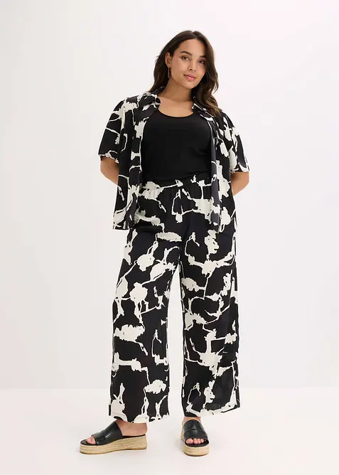 Palazzobyxa av satin med mjukt fall, bonprix