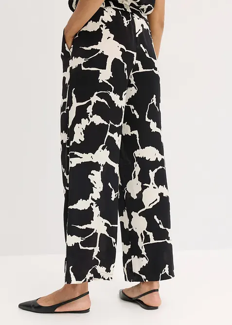 Palazzobyxa av satin med mjukt fall, bonprix