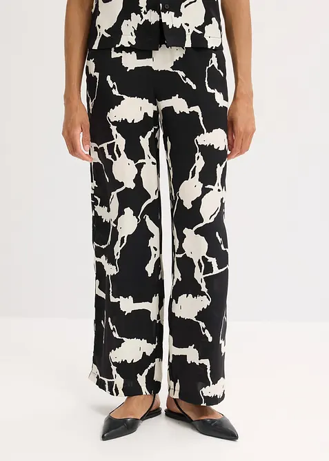 Palazzobyxa av satin med mjukt fall, bonprix