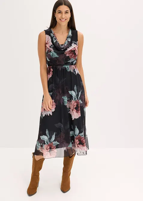 Midiklänning av mjuk mesh, bonprix