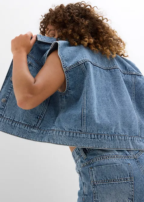 Jeansv&auml;st av bomull, bonprix