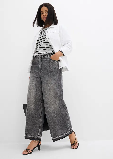 Wide Leg Jeans, cropped, bonprix