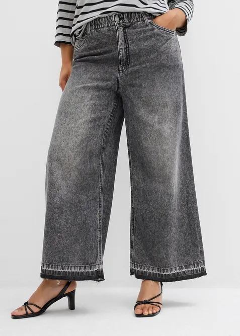 Wide Leg Jeans, cropped, bonprix