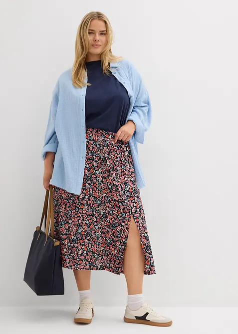 Midikjol av viskos, bonprix