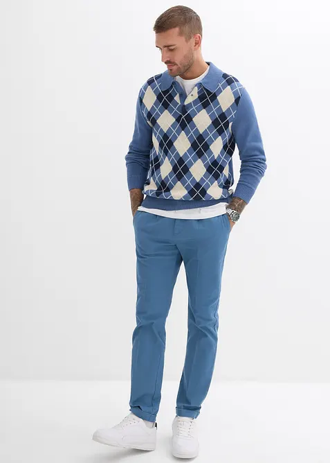 Regular Fit-byxa med gubbveck i bomullstwill, Straight, bonprix