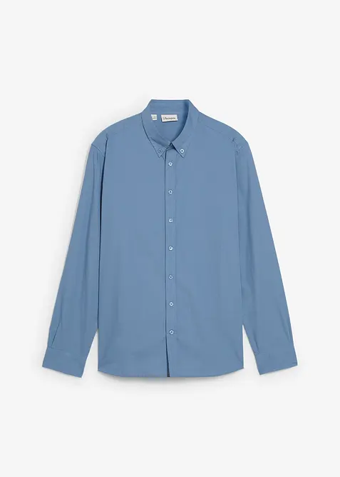 Långärmad skjorta i ren bomull med armbågslappar, bonprix