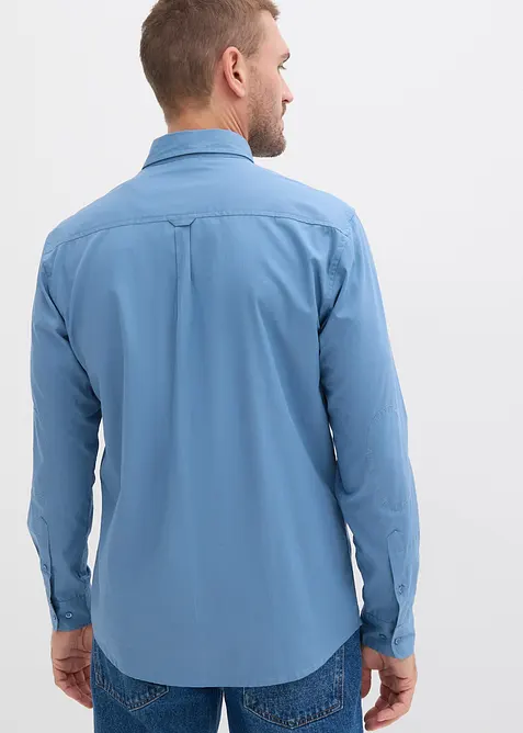 Långärmad skjorta i ren bomull med armbågslappar, bonprix