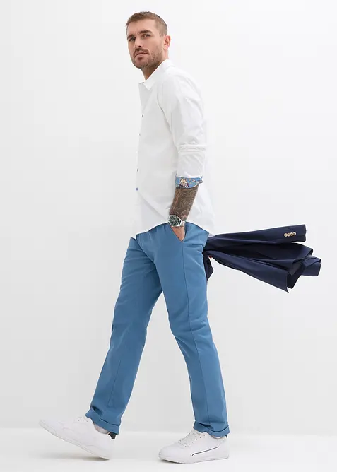 Skjorta i business-stil med kontrasterande detaljer, av ren bomull, Regular Fit, bonprix