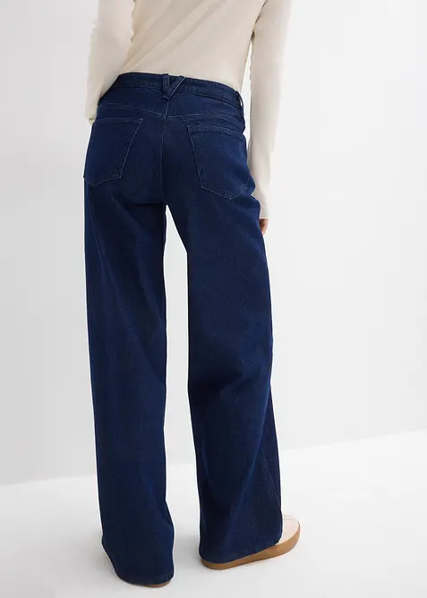 Wide Leg Jeans, Mid Waist, Low Stretch Full Length, bonprix