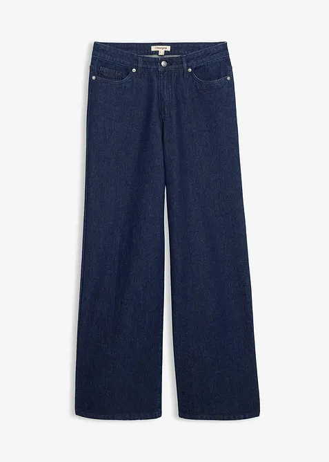 Wide Leg Jeans, Mid Waist, Low Stretch Full Length, bonprix