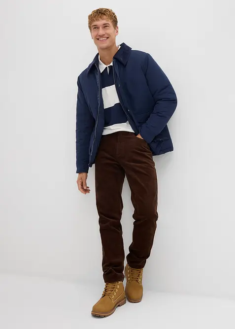 Stretchig manchesterbyxa med bekvämt snitt, Slim Fit, bonprix