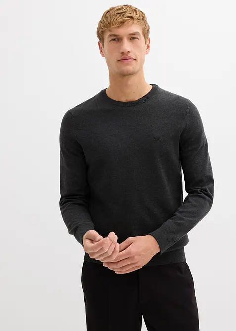 Finstickad tröja i bomullsblandning, bonprix