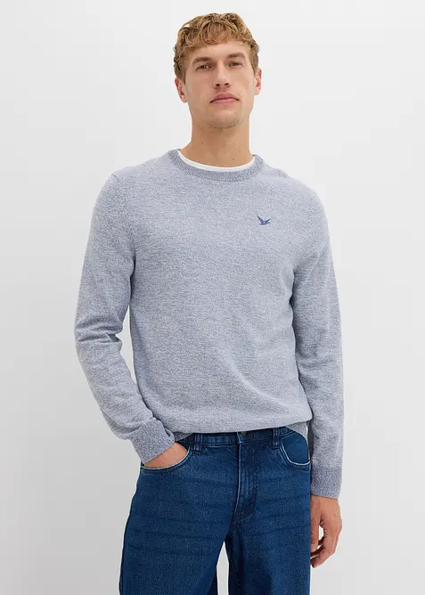 Finstickad tröja i bomullsblandning, bonprix