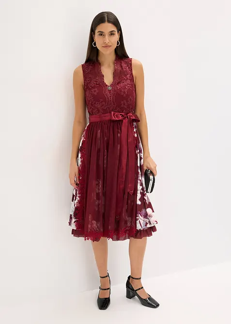 Dirndl med broderi och sammetskjol (2 delar), bonprix