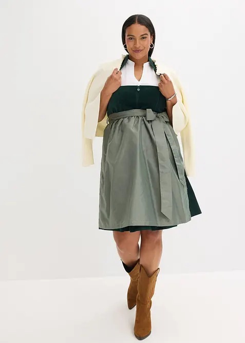 Dirndl med sammetlivstycke och satinförkläde (2 delar), bonprix