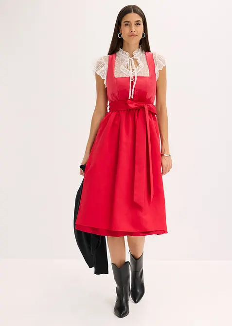 Dirndlblus av tunn tyll med prickmönster, bonprix