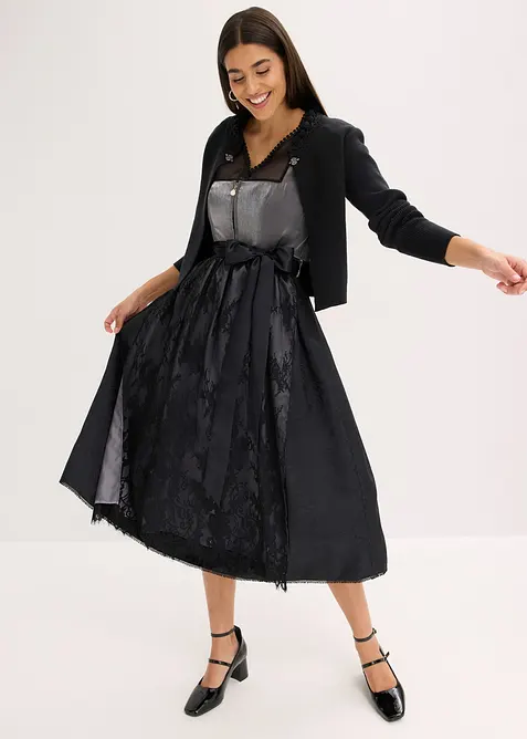 Dirndl med glansigt blusliv (2 delar), bonprix