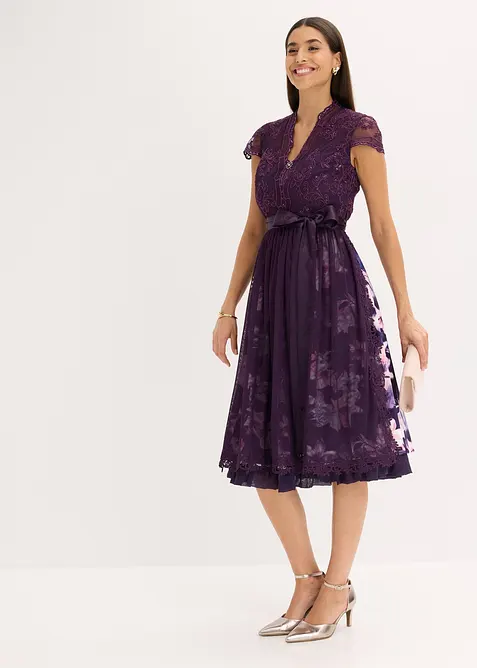 Dirndl med broderi och sammetskjol (2 delar), bonprix