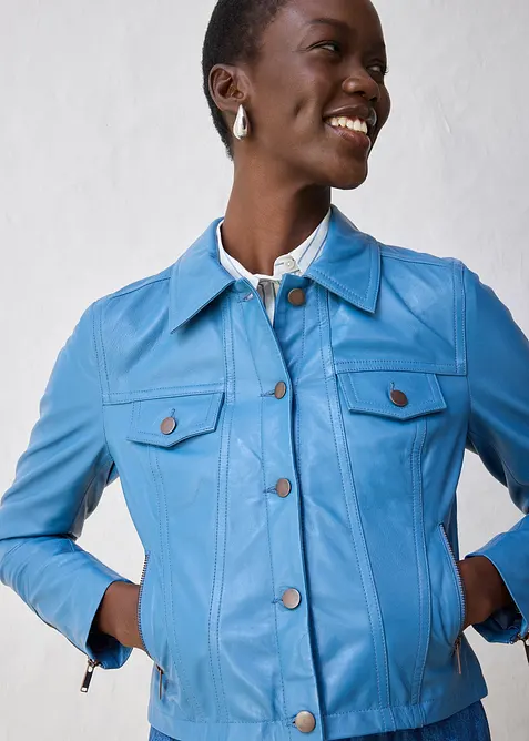 Skinnjacka av lammnappa, bonprix