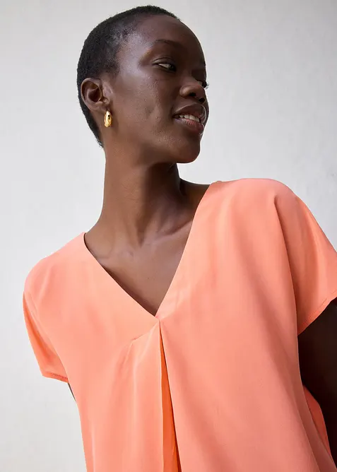 Topp med sidenandel och vävd infällning, bonprix