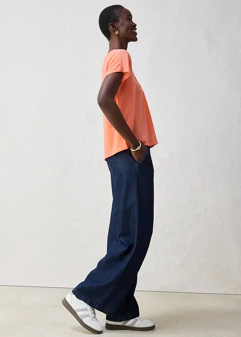 Topp med sidenandel och vävd infällning, bonprix