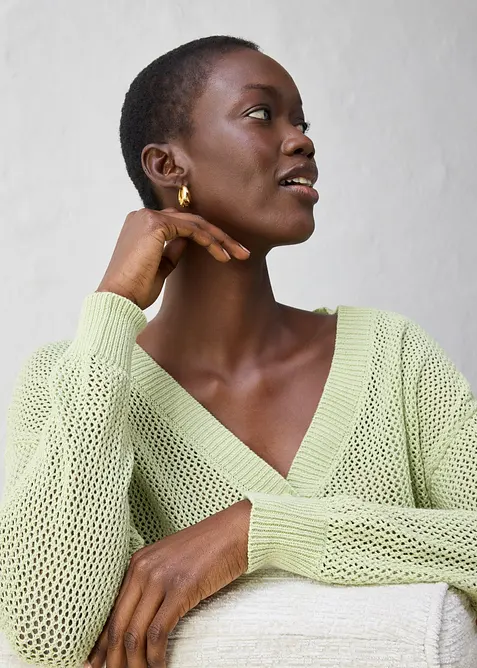 Hålmönstrad cardigan, bonprix