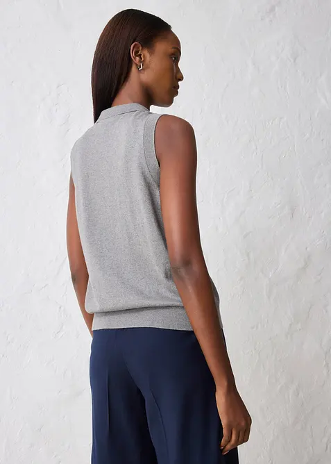 Finstickat linne med silke och tenniskrage, bonprix