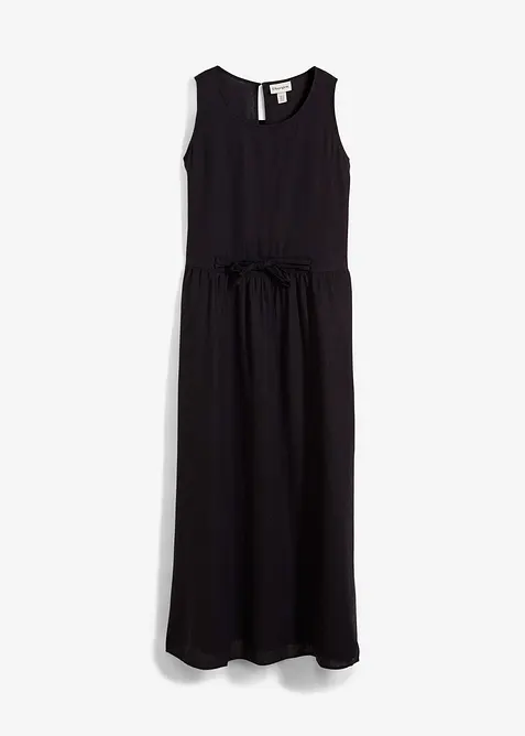 Vävd maxiklänning med linneandel, bonprix