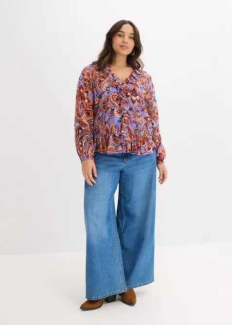 Chiffongblus med volanger, bonprix