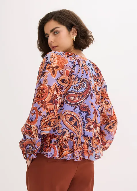 Chiffongblus med volanger, bonprix