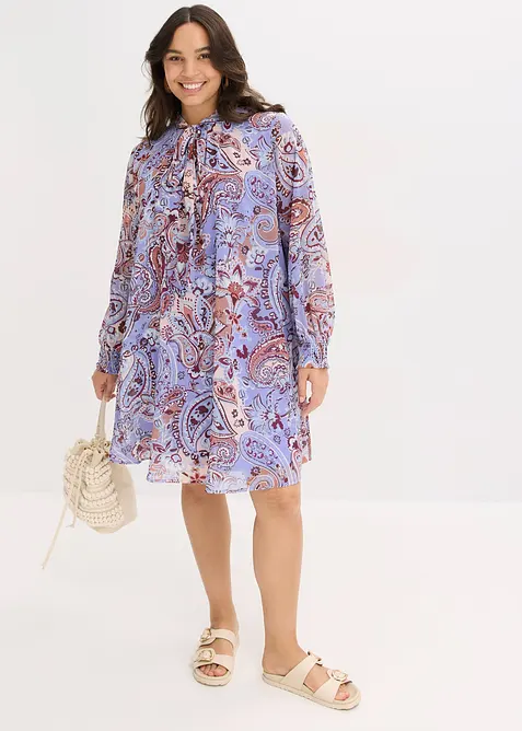 Tunikaklänning i chiffong med knytband, bonprix