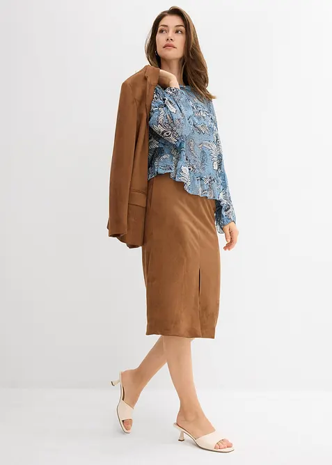 Chiffongblus med rysch, bonprix