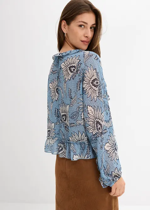 Chiffongblus med rysch, bonprix