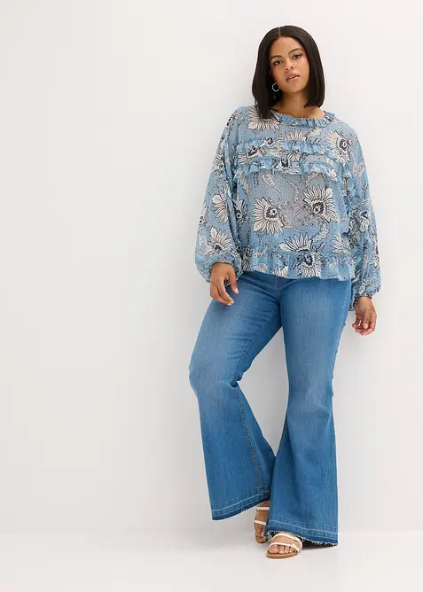 Chiffongblus med rysch, bonprix