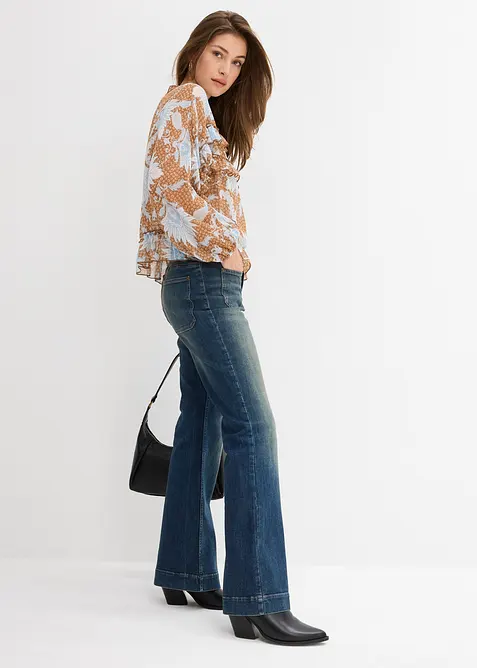 Chiffongblus med rysch, bonprix