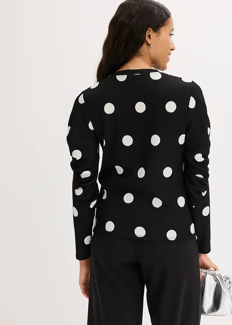 Långärmad topp av crêpe, bonprix