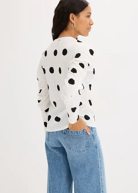 Långärmad topp av crêpe, bonprix