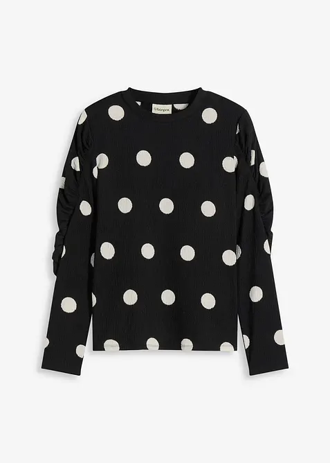 Långärmad topp av crêpe, bonprix