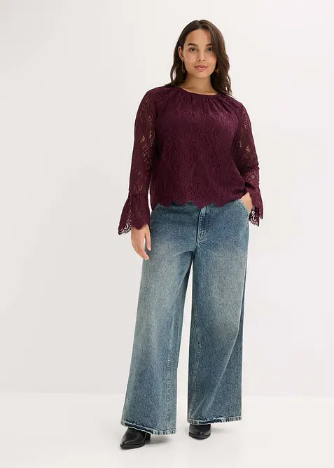 Spetsblus med volanger, bonprix