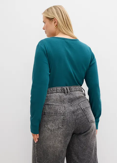 Ribbad body med ekologisk bomull, bonprix