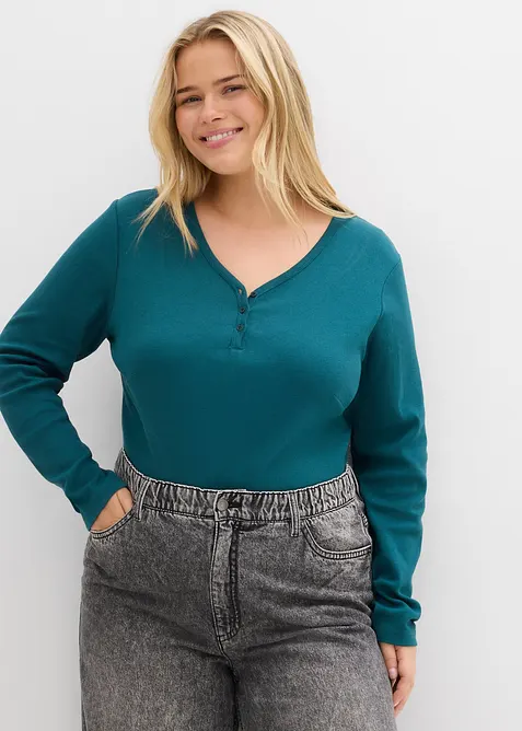 Ribbad body med ekologisk bomull, bonprix