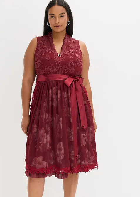 Dirndl med broderi och sammetskjol (2 delar), bonprix