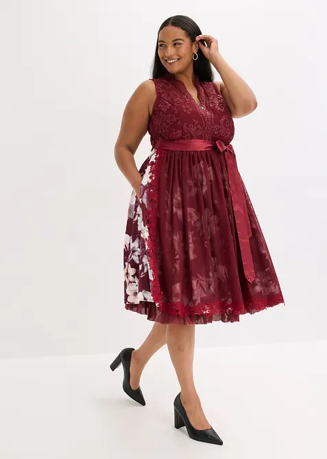 Dirndl med broderi och sammetskjol (2 delar), bonprix