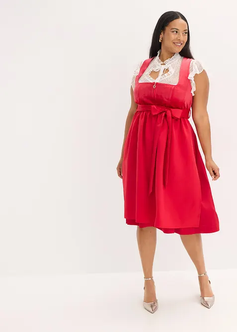 Dirndlblus av tunn tyll med prickmönster, bonprix