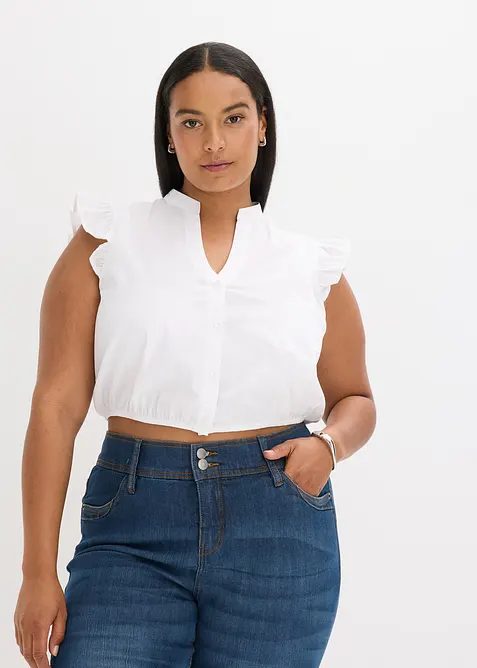 Dirndlblus med ståkrage ochj ryschärmar, bonprix