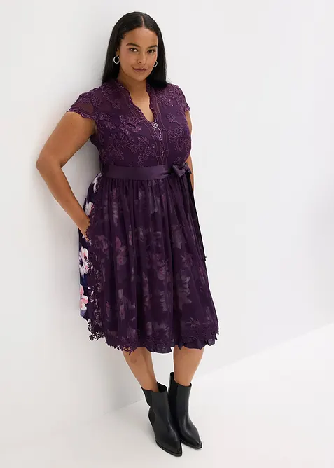 Dirndl med broderi och sammetskjol (2 delar), bonprix