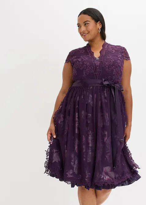 Dirndl med broderi och sammetskjol (2 delar), bonprix